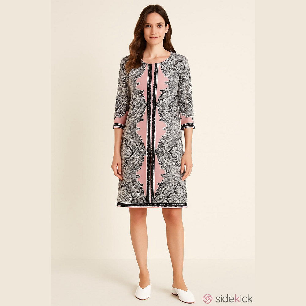 Women's Studio One New York Pink & Black Paisley Dress M
